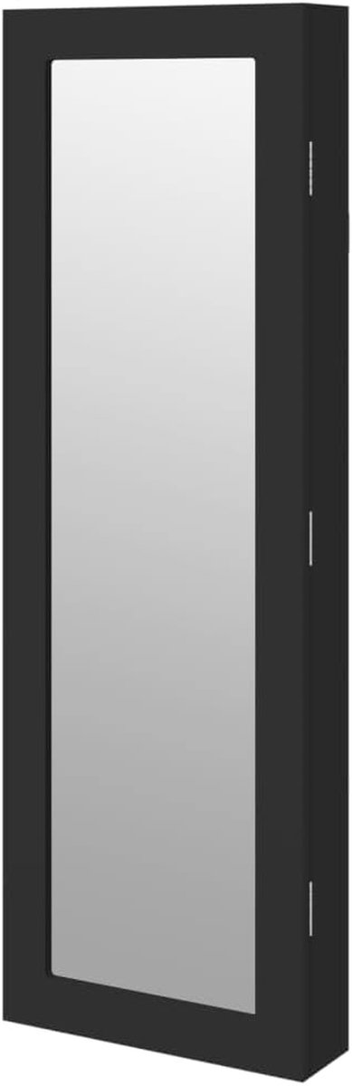 Sieradenkast met spiegel - Spiegelkast sieraden - Sieraden opbergen - Afsluitbare deur - 30 x 85 x 90 cm - Zwart