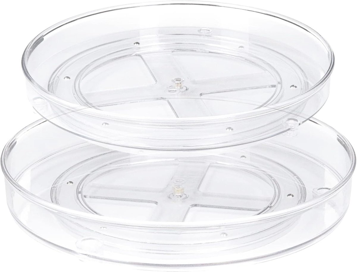 2 stuks Lazy Susan draaitafel 360 ° roterende kastorganisatoren voor kast koelkast draaitafel organisatoren roterende kruidenrekken voor keuken (27x4,3 cm+23,5 x 3,6 cm)