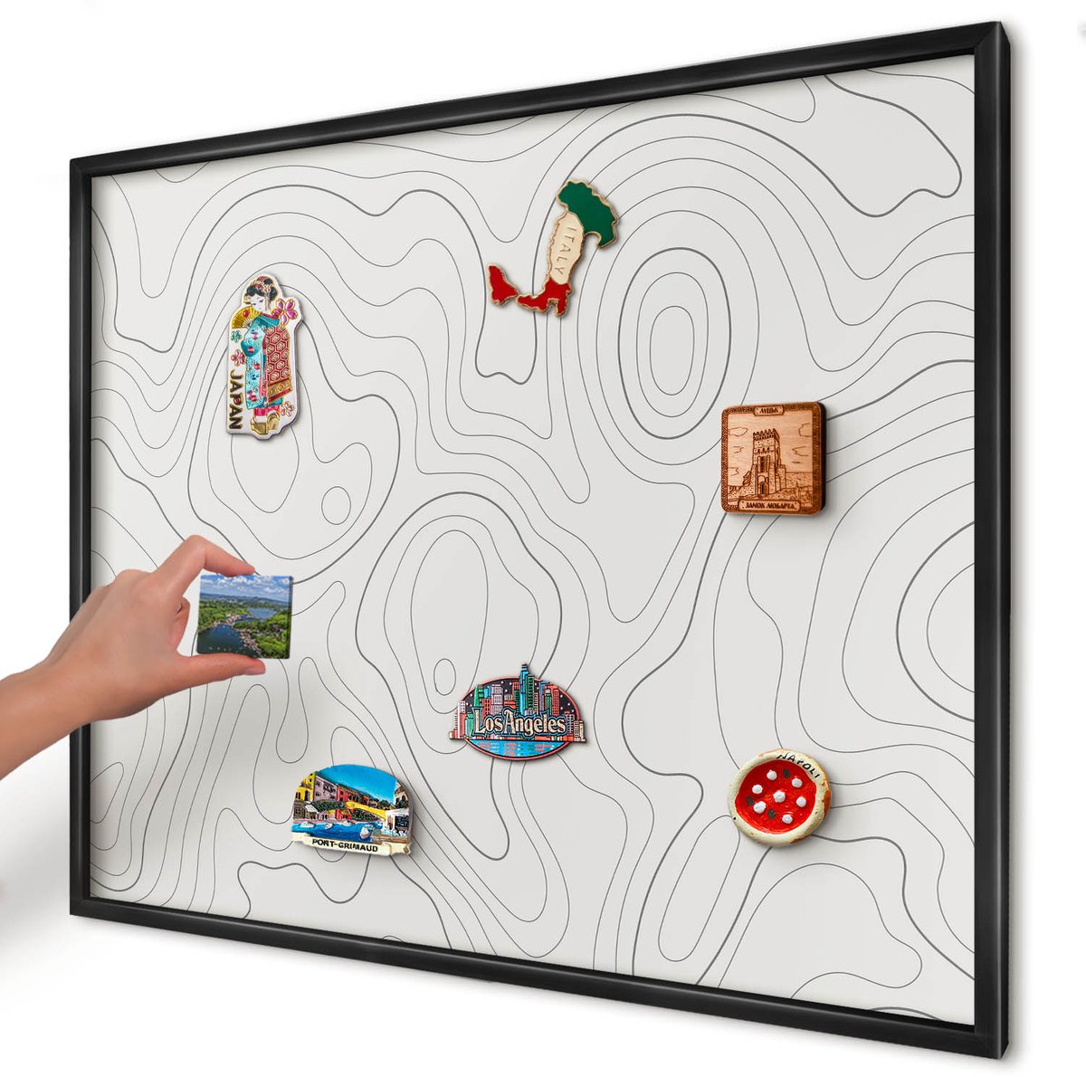 Artprintcave Wit Magneetbord mit Zwart Frame - 80x60 cm - Geometrische Elegantie Magnetisch Bord Voor Magneten - Geometrische Magneetbord Voor Keuken - Geometrische