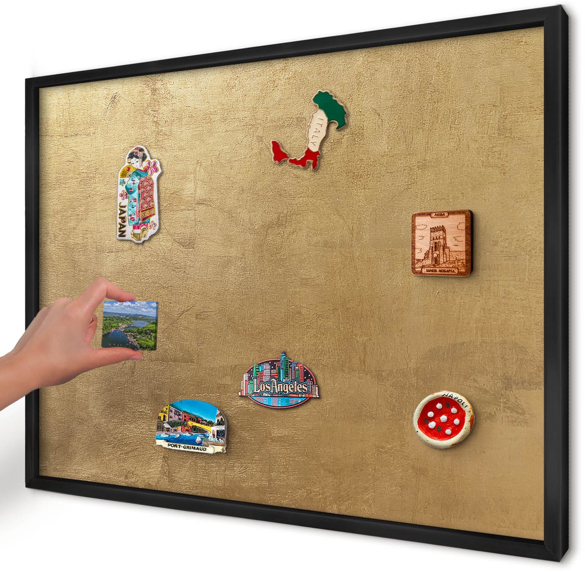 Artprintcave Geel Magneetbord mit Zwart Frame - 70x50 cm - Gele Textuur Magnetische Organizer - Rustiek Magnetisch Bord - Texturen