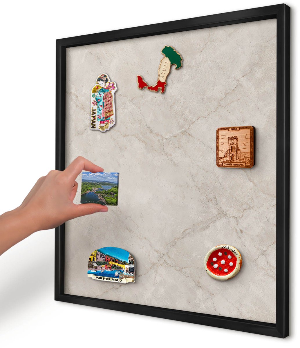 Artprintcave Wit Magneetbord mit Zwart Frame - 50x50 cm - Natuurlijke Elegantie Bord Voor Magneten - Klassiek Wandbord Magnetisch - Texturen