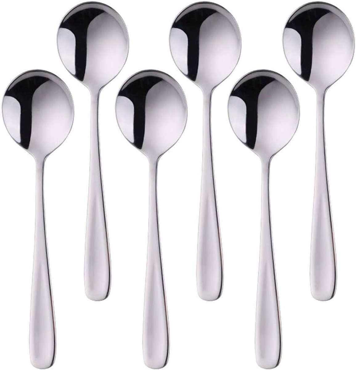 mueslilepel, 18/10 roestvrij staal, soeplepel, 6 stuks, lengte 17,5 cm breed, 4,5 cm, eetlepel, soeplepel, voor pap, dessertlepel, souplepels (zilver)