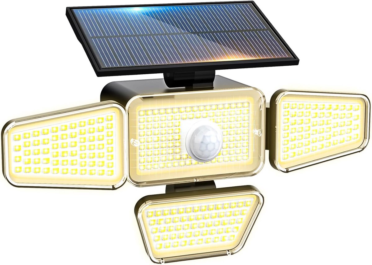 Zonnepaneel lamp buiten - 318 LEDs - 3 standen - Bewegingssensor voor tuin - ShopVlot