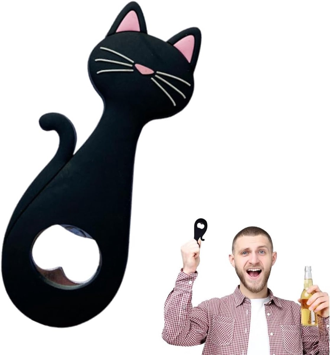 1 x flesopener voor kattenliefhebbers, siliconen cartoon kattenpoot