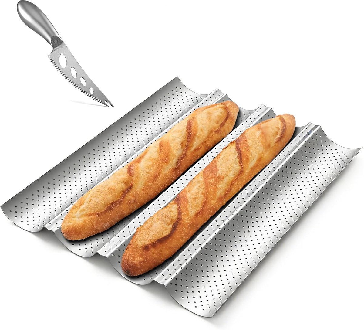 Baguette-bakplaat voor 4 baguettes, baguette-bakvorm met