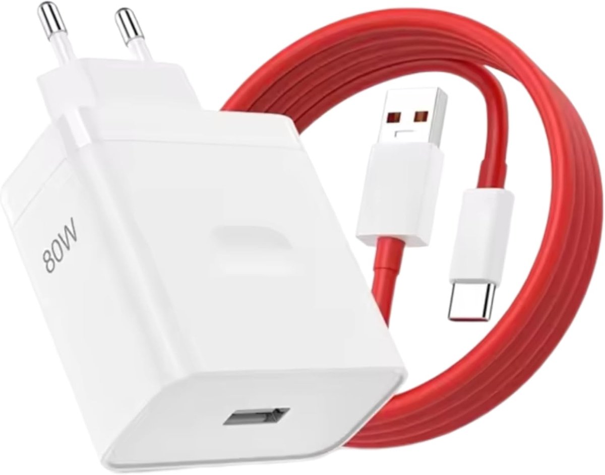 80 W oplader met Usb-C oplaadkabel 1 meter wandsnellader SuperVooc