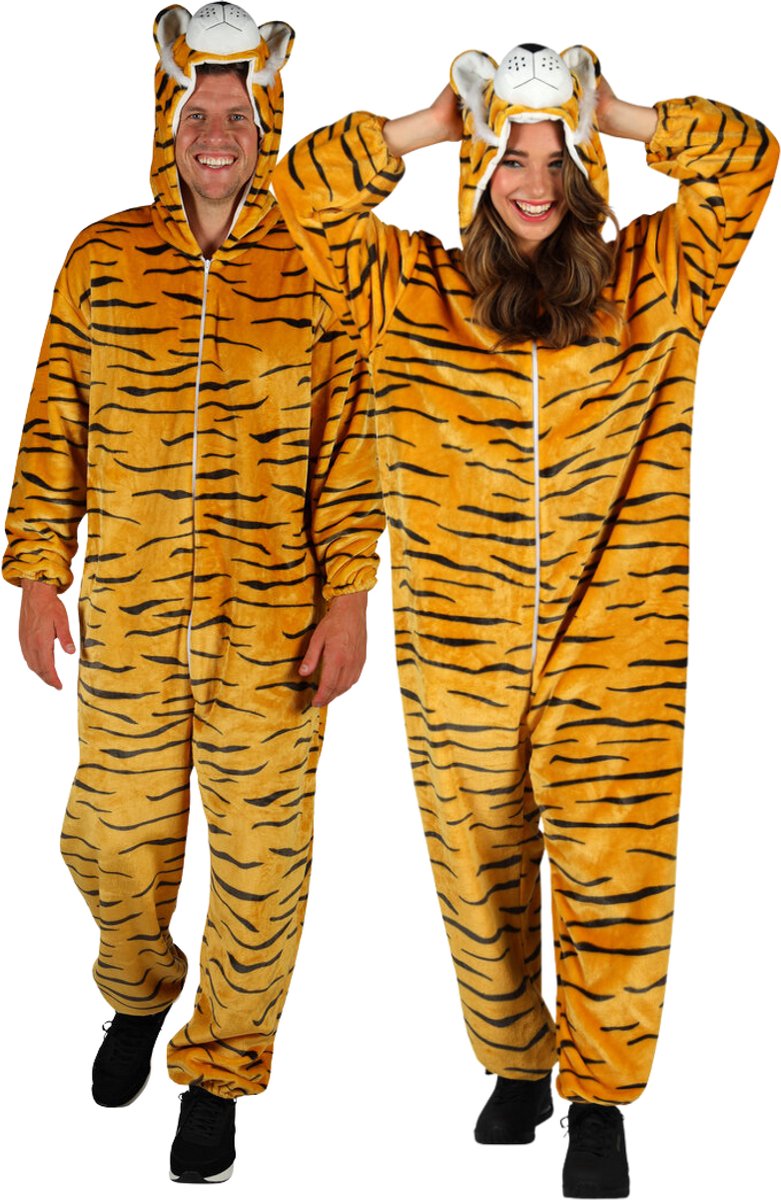 Onesie Dierenkostuum - Tijger Pluche - Volwassenen