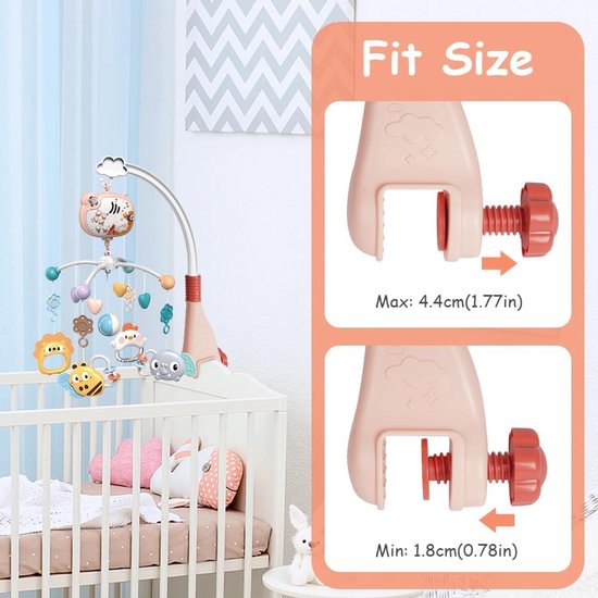 Babybedje, babybedje mobiel, babyslaaphulp muziekspeeltje met — afbeelding 2