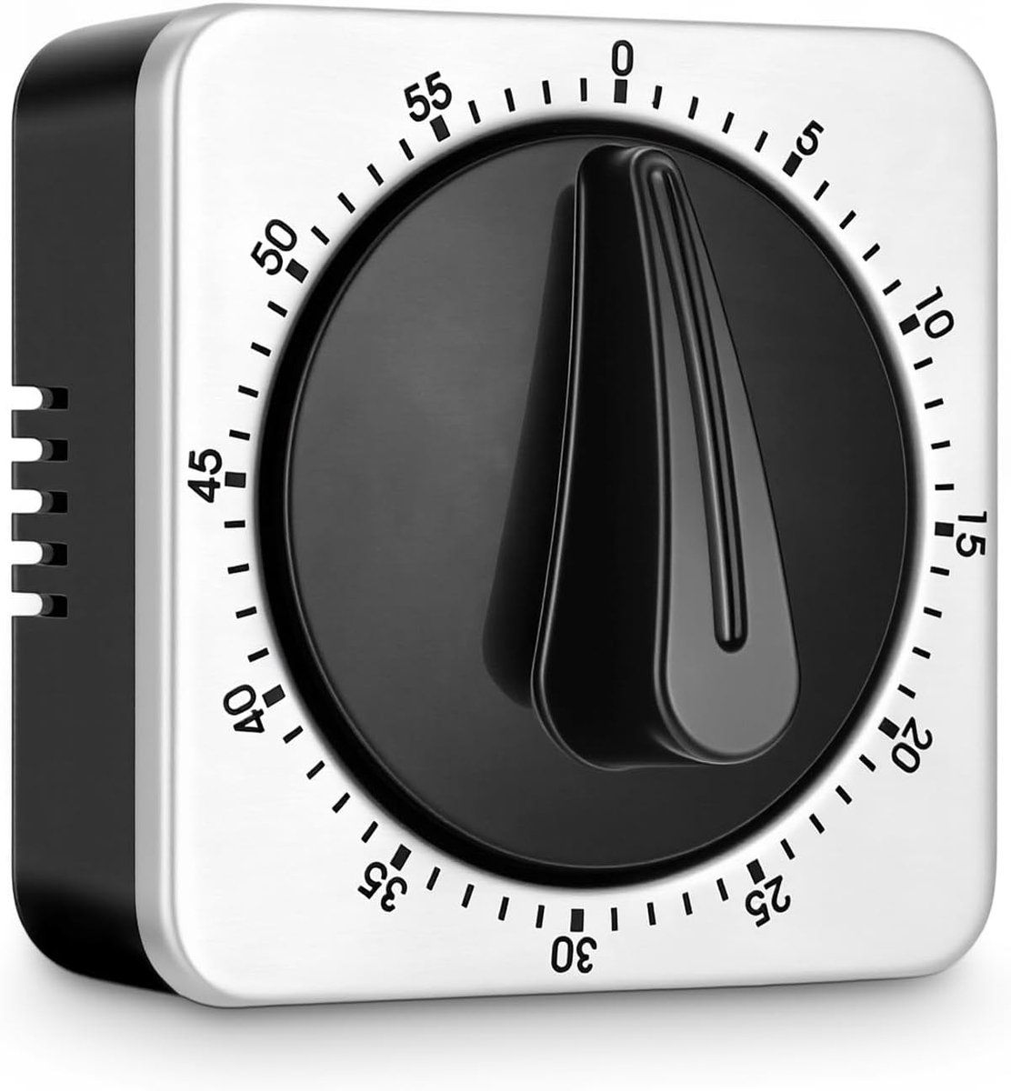 Keukenwekker, geen batterijen nodig, mechanische eierwekker, 100% mechanische roestvrijstalen behuizing, eierwekker, magnetische achterkant met korte wekker, keuken, timer magnetisch