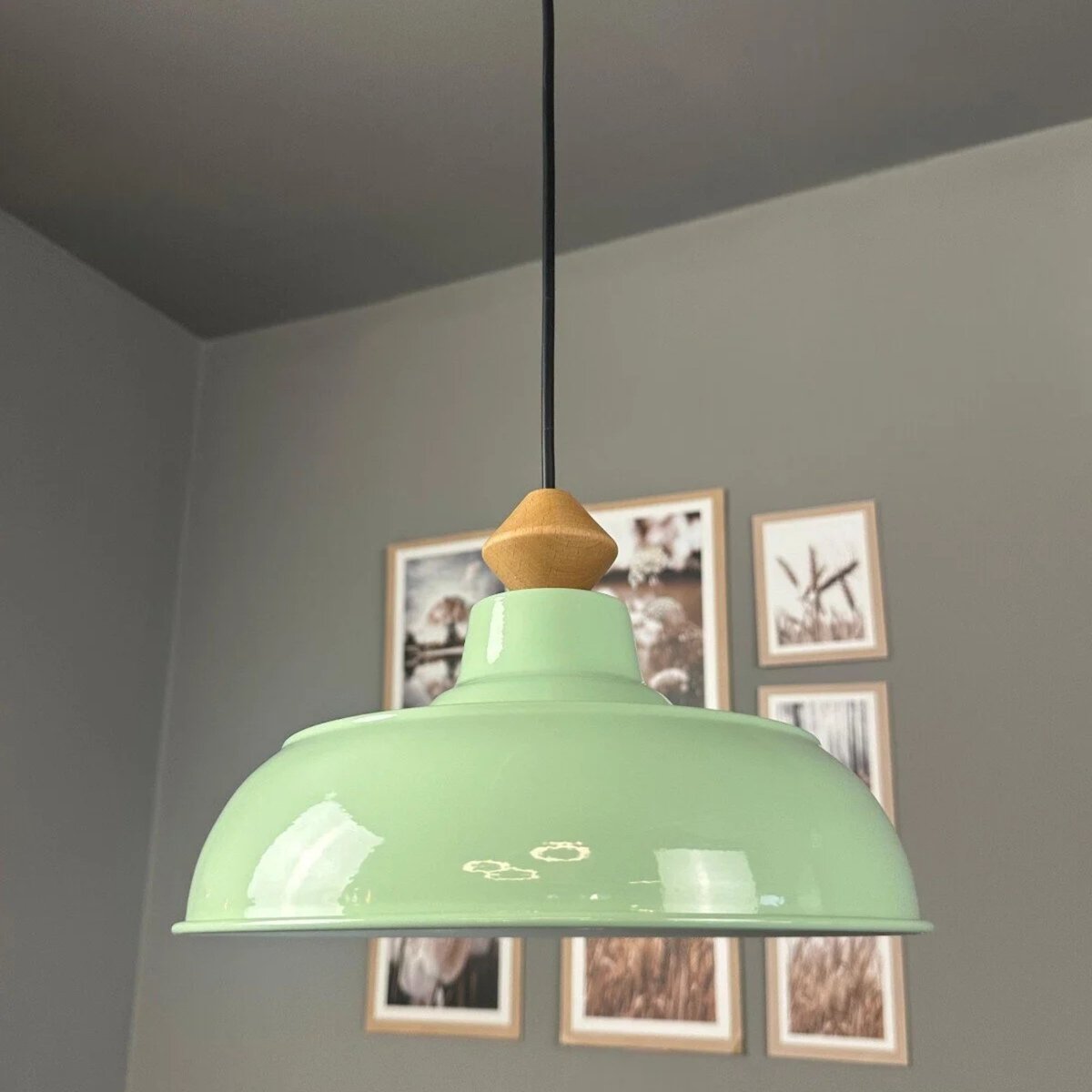 Bamyum Veluna hanglamp, industriële Modern stijl, Ø26 cm, groen metalen lamp