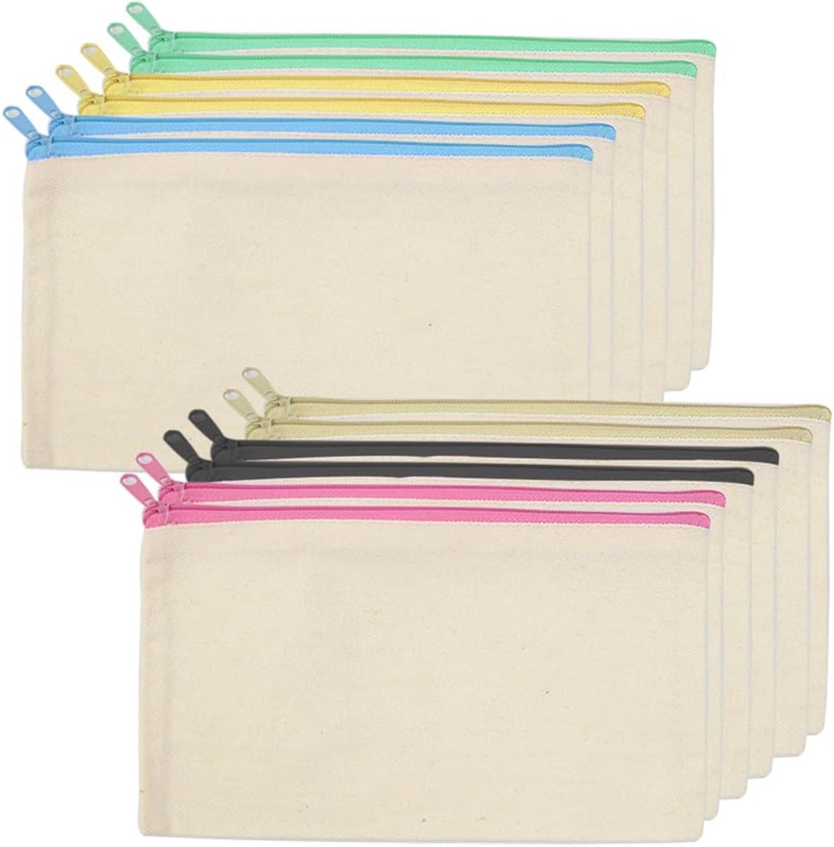 12 stuks make-uptassen van canvas, zak met ritssluiting, knutselen