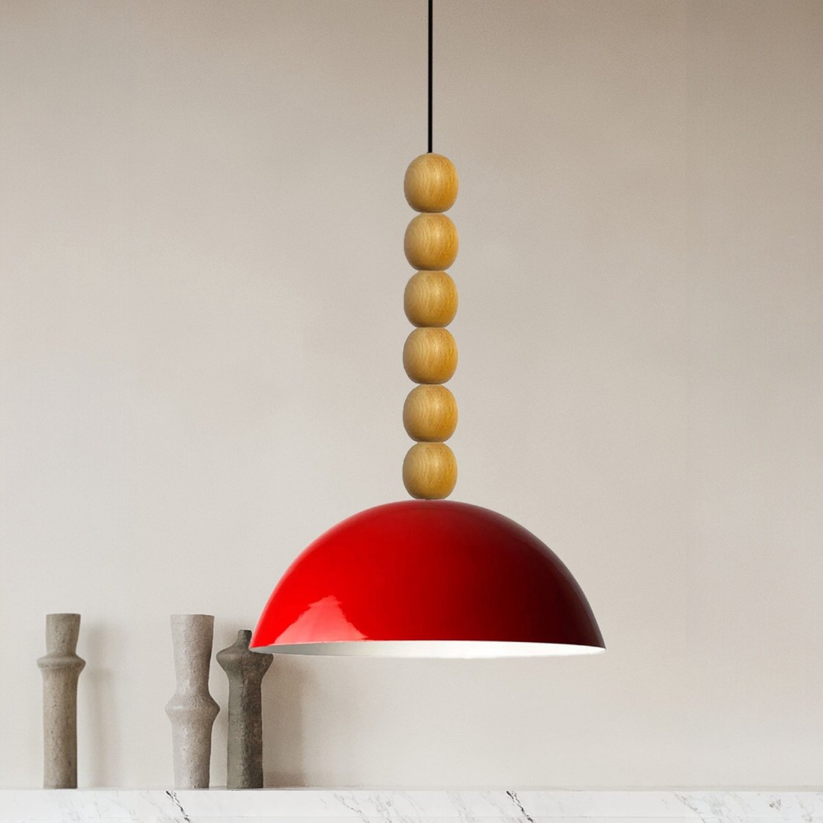 Bamyum Lipeo hanglamp, industriële Modern stijl, Ø26 cm, rood metalen lamp