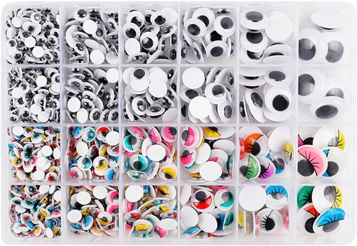 1056 stuks plastic zelfklevende pop, ogen, wiebelen, Googly Eyes