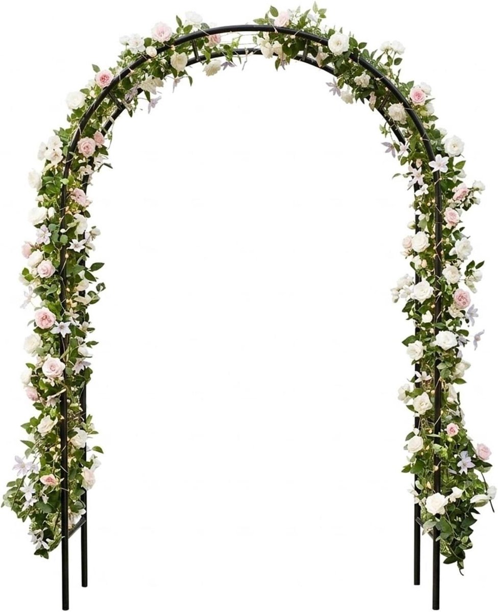 Rozenboog Metaal - Tuinboog Spalier - Planten Klimmen - Weerbestendig Frame - 300 x 220 cm - Zwart