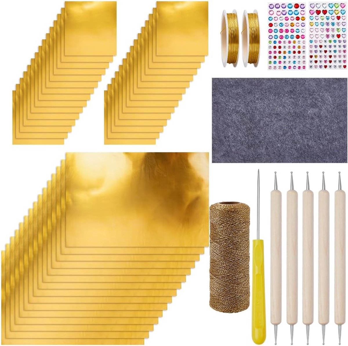 1 Set Metalen Blad Embossing Tools, Reliëf Art Kits Tin Folie 45pcs