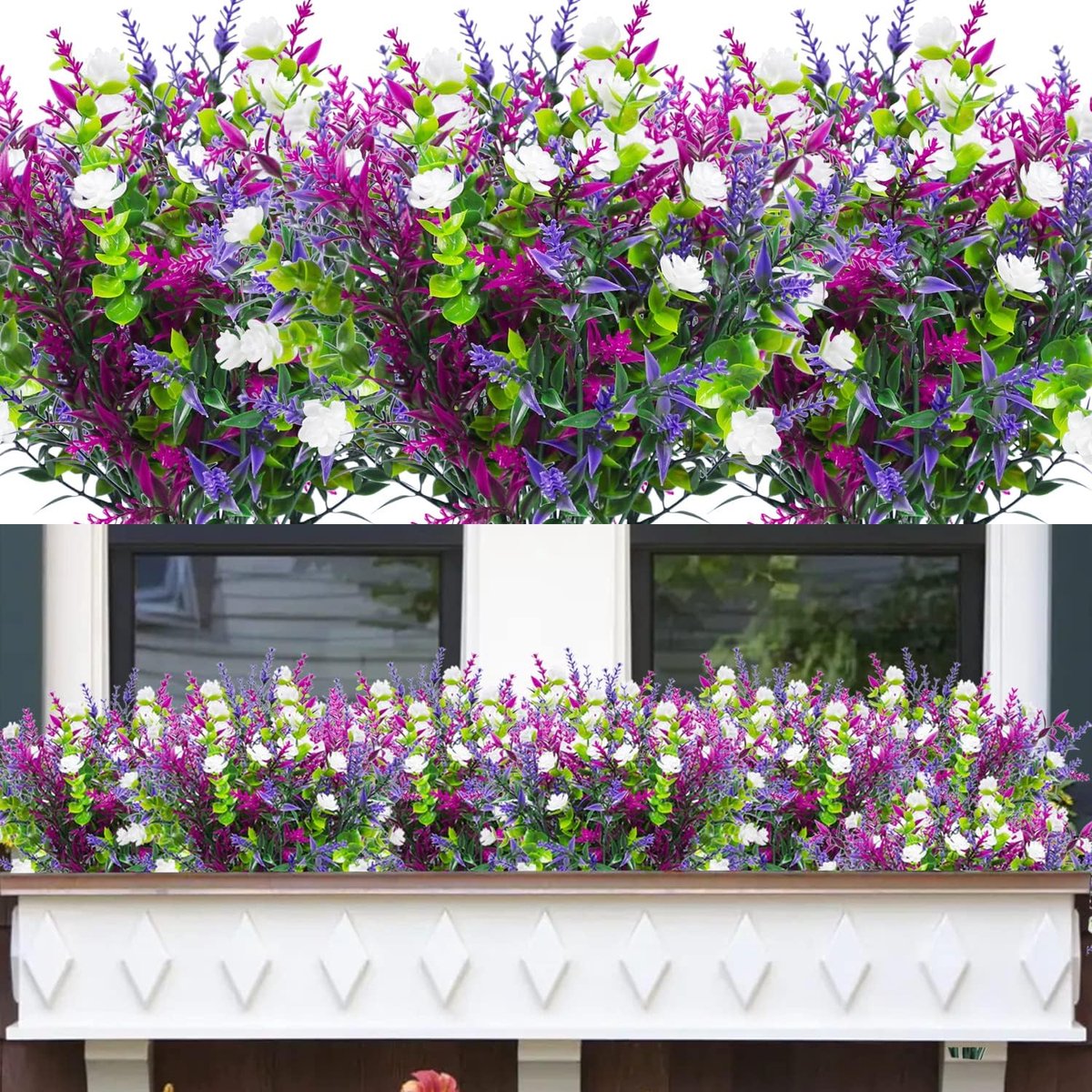 24Pcs Kunstbloemen Outdoor Faux Bloemen Planten Uv Bestand Plastic