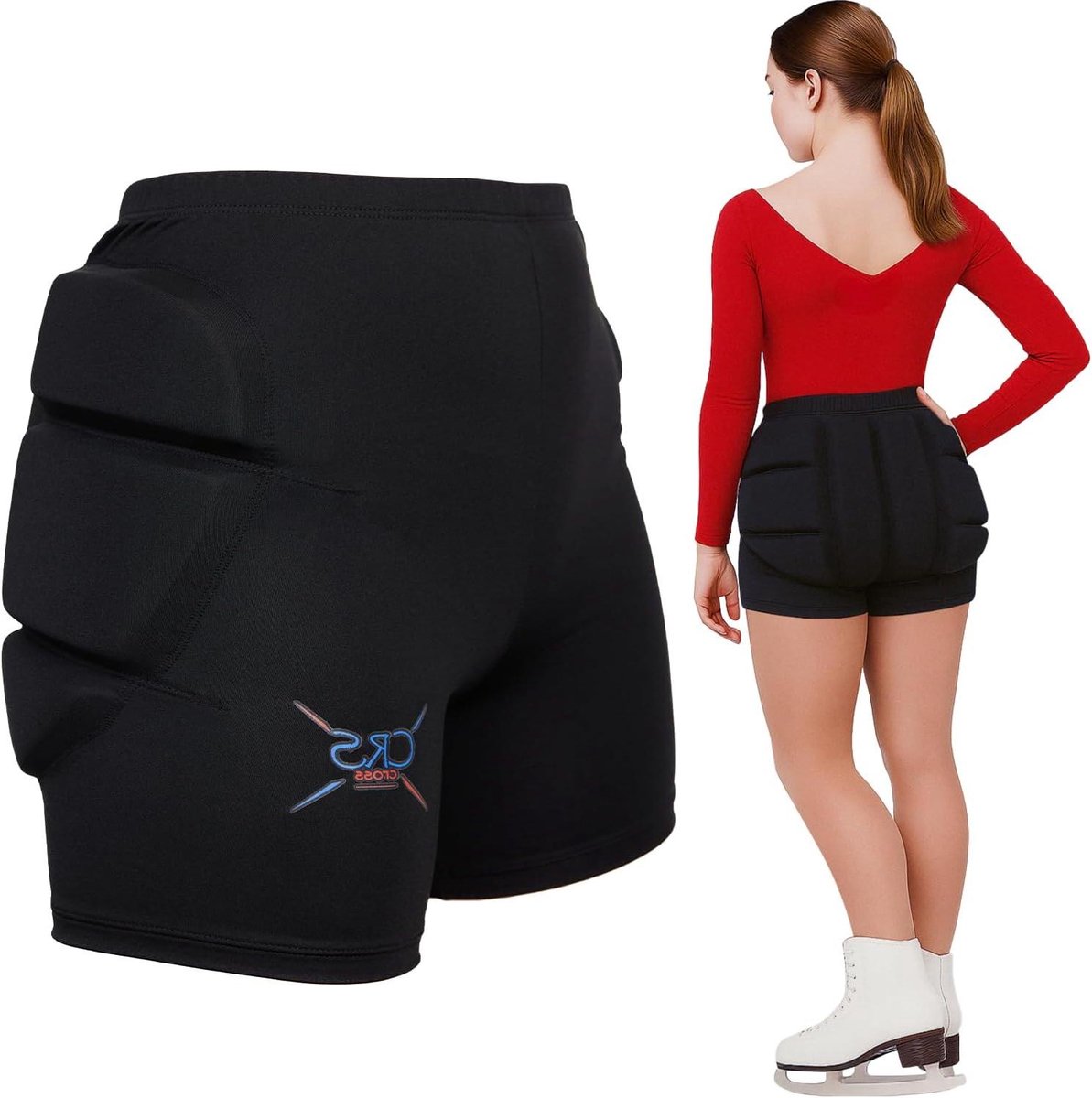 Schaatsbroek met Bescherming - Gepolsterde Short - Valpreventie Schaatsen - Schokabsorberende EVA Pads - Dames Model - Zwart