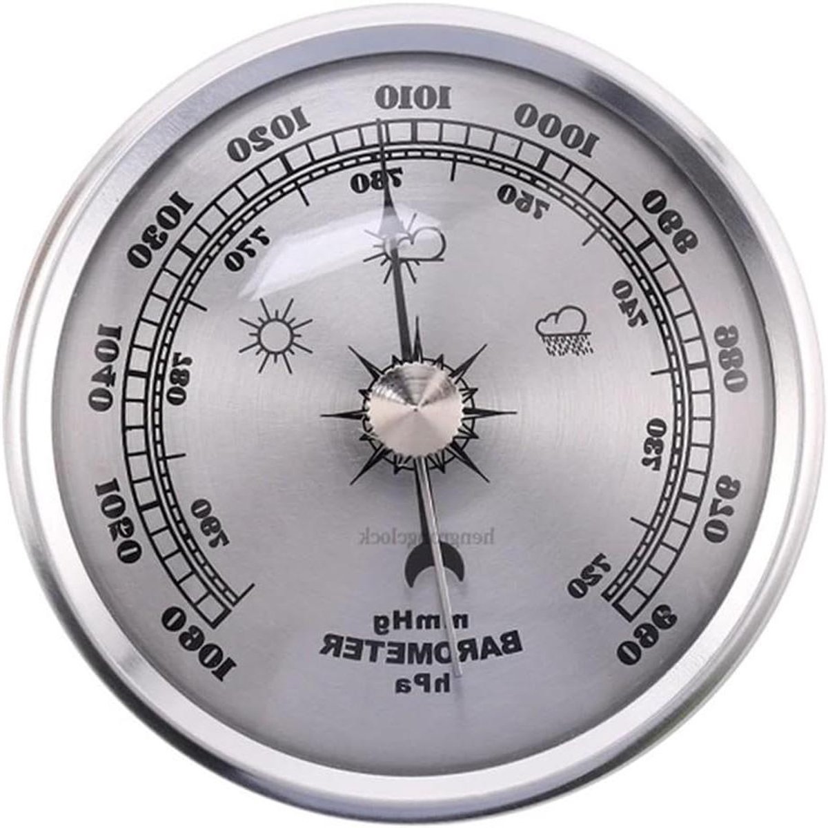 Barometer Klok - Drukmeter Weerstation - Weer Voorspellen - Mechanisch Ontwerp - Diameter 70mm - Zilver