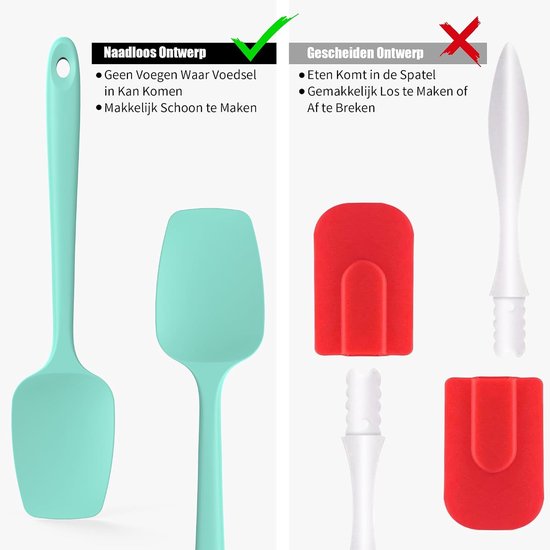 Spatels, hittebestendig 315℃, 4 stuks, cieelblauw - Voedselveilige rubberen komschraper, hittebestendig, zacht lepelgerei, krasvrij, anti-aanbak, koken, bakken, mengen schrapen — afbeelding 5