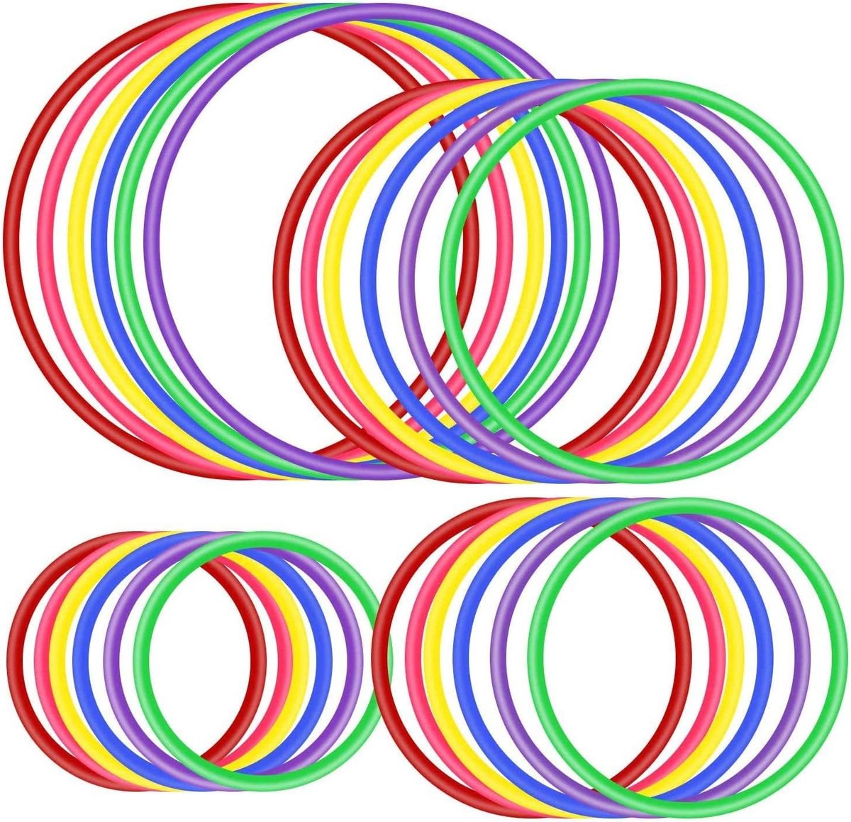 24 stuks plastic toss ringen set voor ring toss spel, indoor outdoor snelheid en behendigheid training games, party gunst games, carnaval, tuin, achtertuin, spelcabine (4 maten, 6 kleuren)