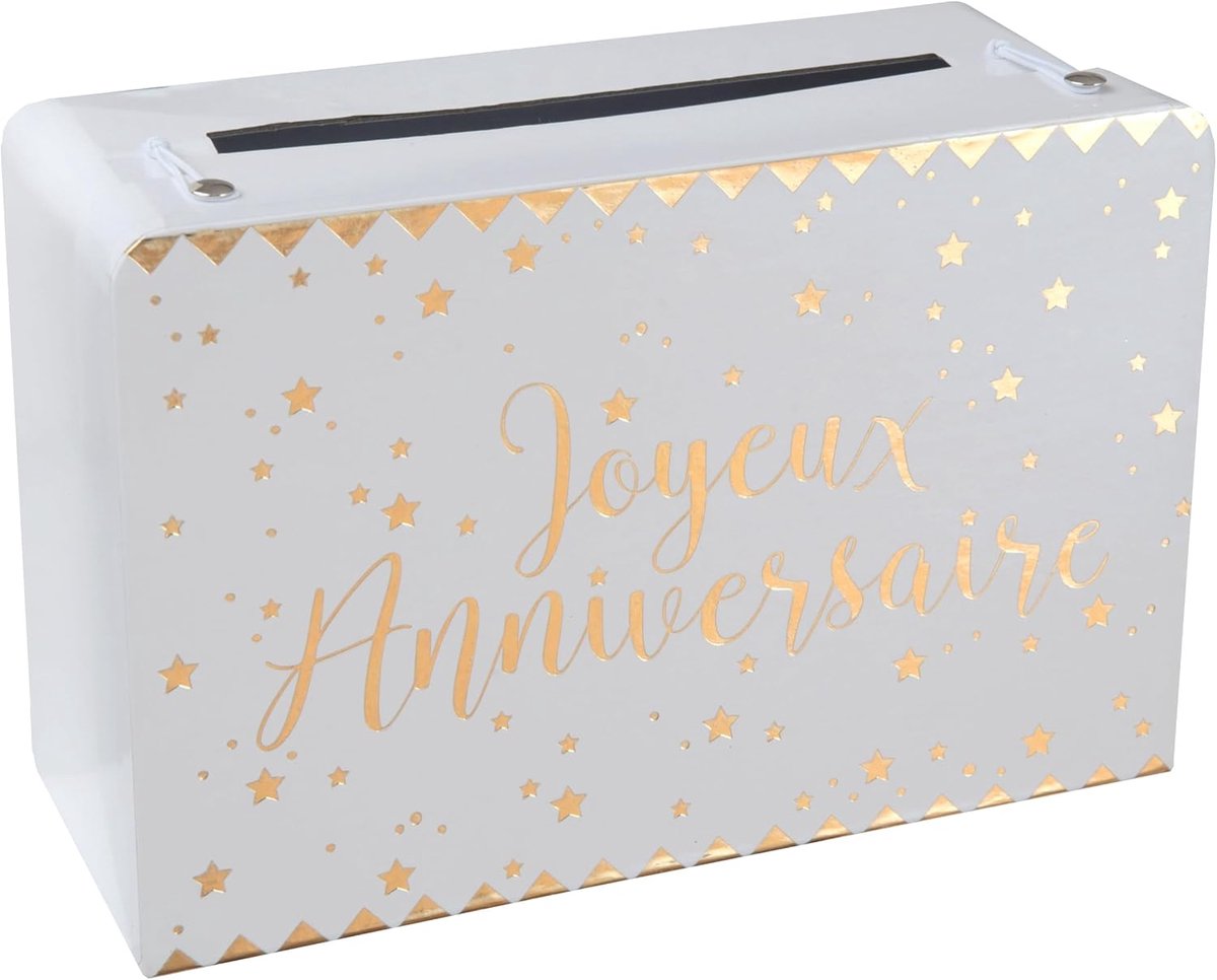 Tirelire Anniversaraire blanche et of (x1)