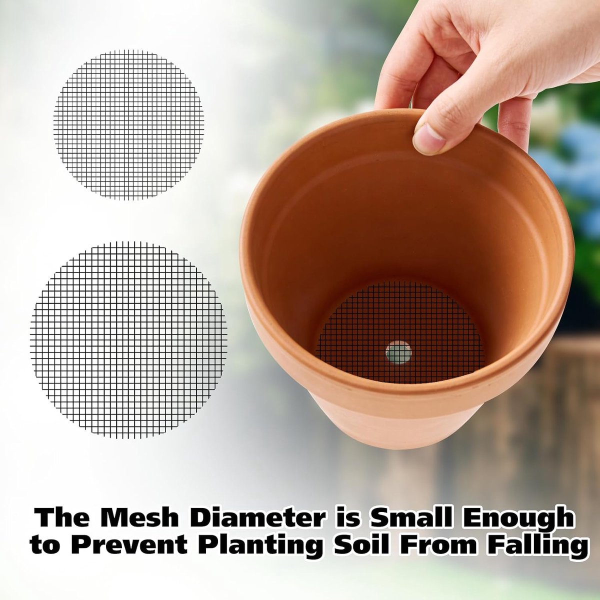 Bloempotrooster - 50 stuks - plastic - Buitenpotten drainage zodat potgrond niet wegspoelt - 5cm round - Drainage rooster planten - Plantennet voor buiten pot - plantenmat voor bonsai, bloempot of plantenschotel - zwart — cadeau in Cadeau-ideeën - foto 3