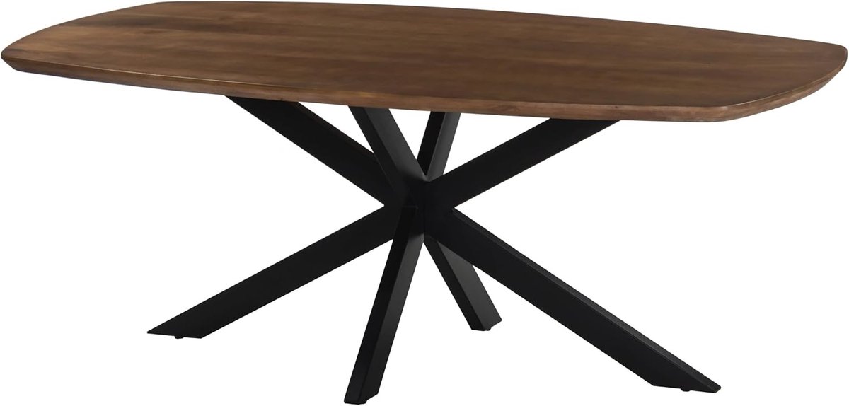 Eettafel deens ovaal mangohout 200cm Jordan walnoot ovale tafel duurzaam mango eetkamertafel