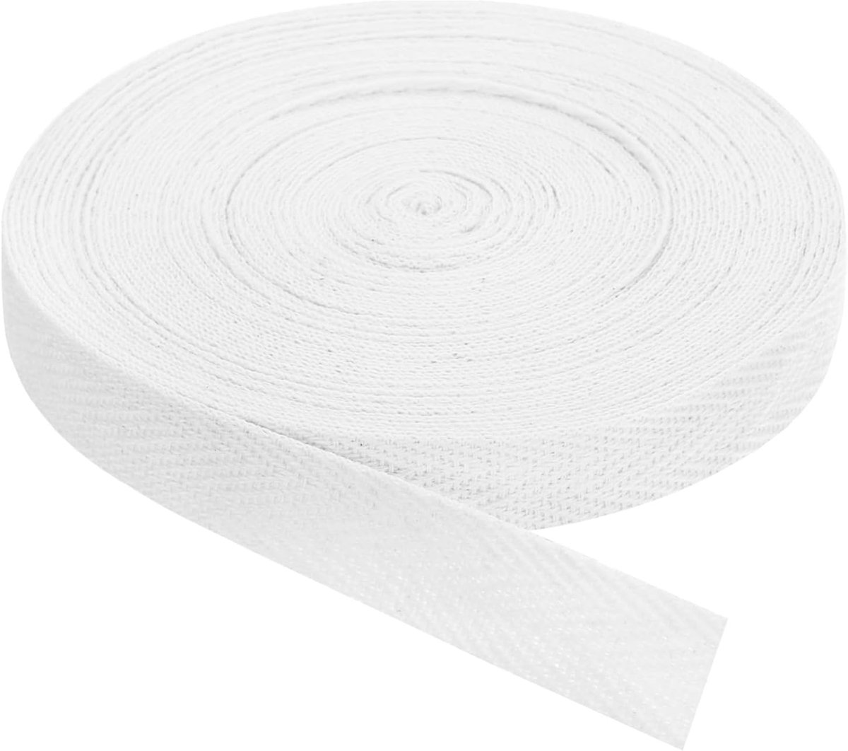 Biasband, 1 stuks 11 yard x 15 mm - katoenen stofband, rol biasband voor kleding, accessoires, tassen (wit)