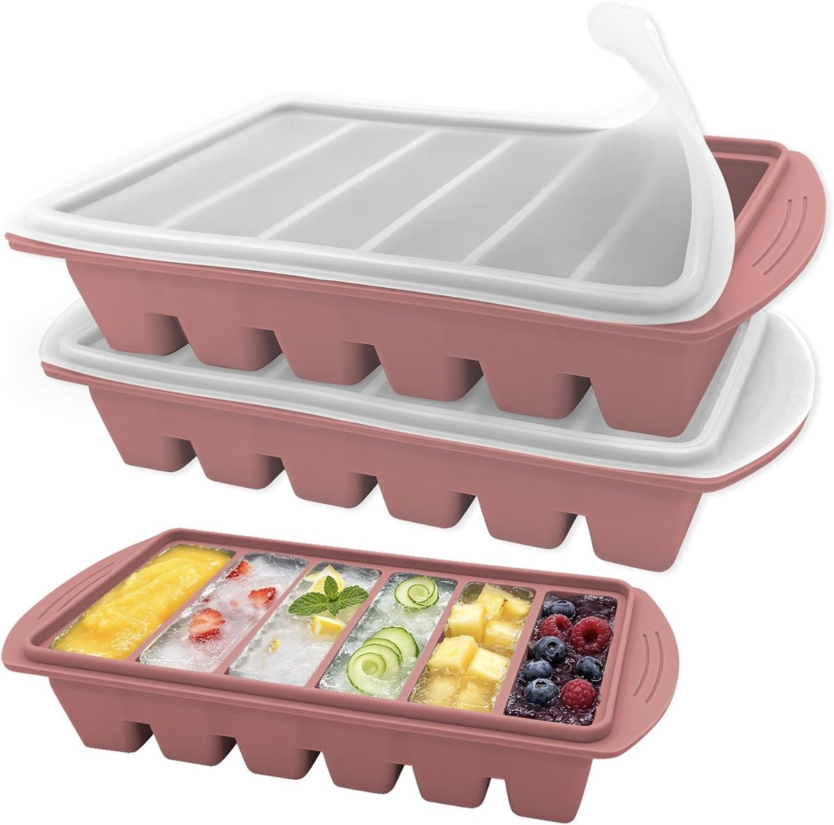 Bakjes met deksel, 6 vakken van 125 ml, stapelbare container zonder BPA voor soep, bouillon, saus, meal prep