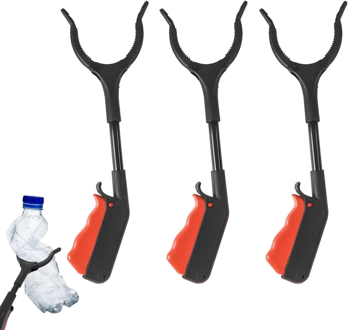 3 stuks vuilnistang, grijptang 30 cm, kunststof, grijptang voor senioren, draagbaar, vuilnisgrijper, multifunctioneel, vuilnisverzameltang, korte arm, voor recycling, tuin, binnenplaats