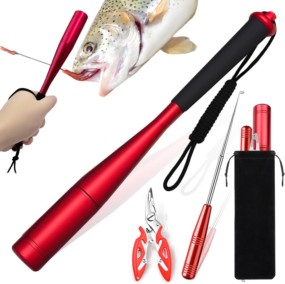 Set van 3 visdoders vistang haakverwijderaar doodsracket vissen tang springring tang visverdover kleine set knuppel vis splitringtang roestvrij staal vissen snoek