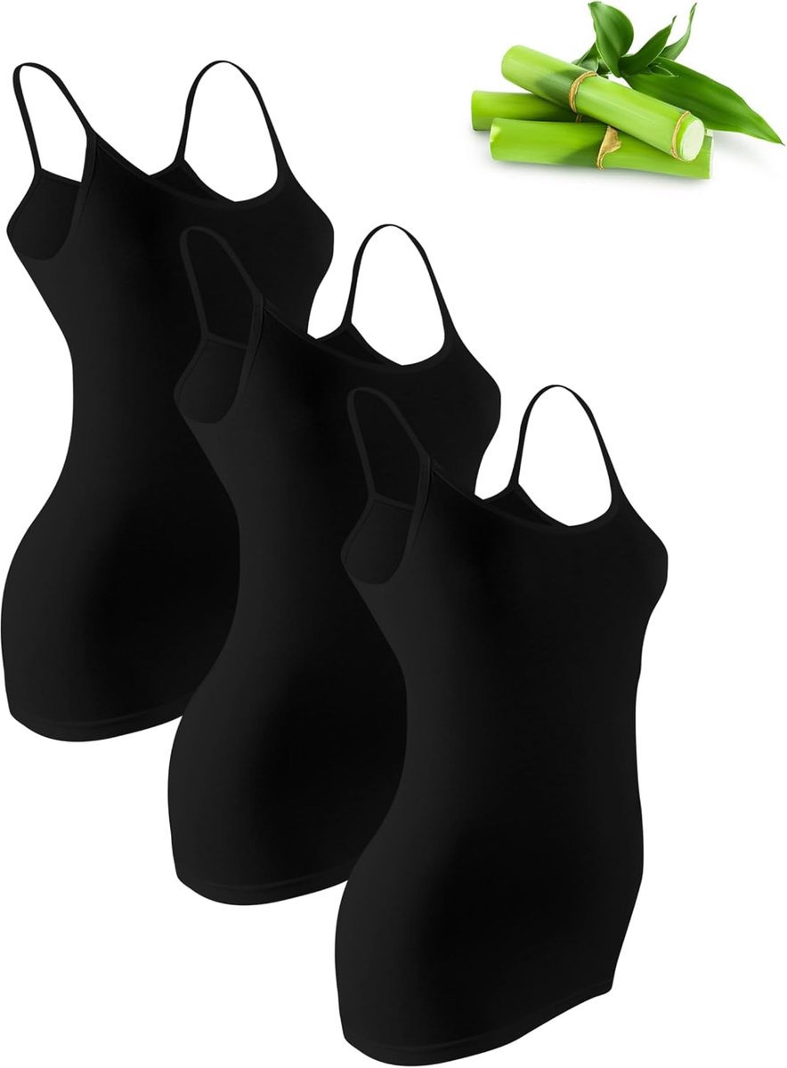 Treasure 3-Pack Bamboe Onderhemd Dames, Spaghetti Top