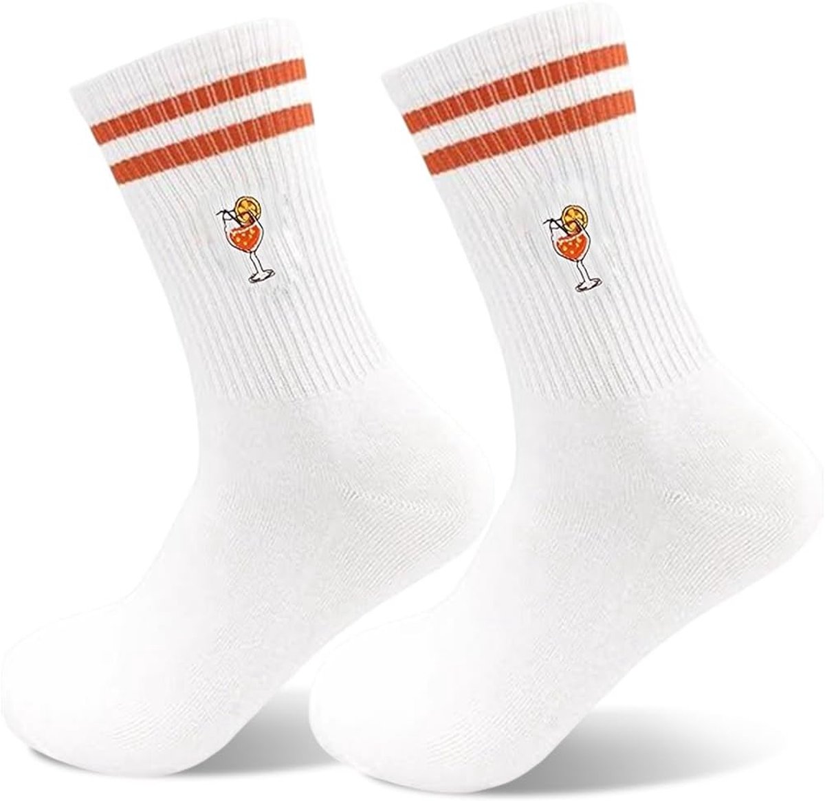 Sokken dames 36-42, sokken Aperol Spritz dames, grappige tennissokken met motief witte sportsokken kostuum aperol cadeau voor Aperol-liefhebbers