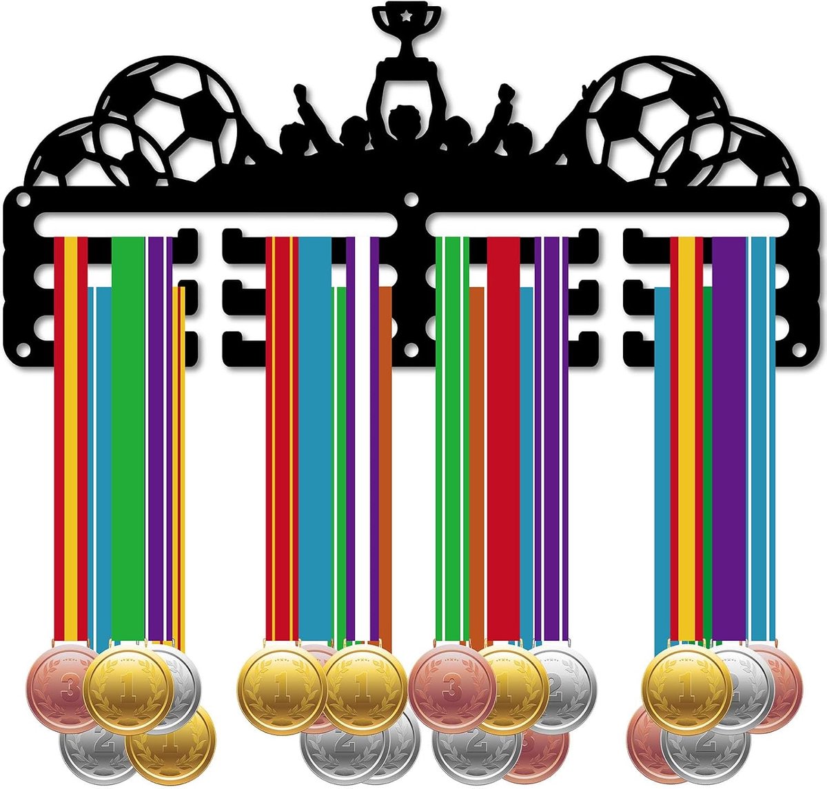 Voetbal Medaillehouder Display Voetbal Medaille Hangers Rek Sport Metalen Hangende Awards IJzer Kleine Bevestiging Decoratie Awards voor Mannen Muur Thuis Badge Voetbal Team Medaillewinnaar