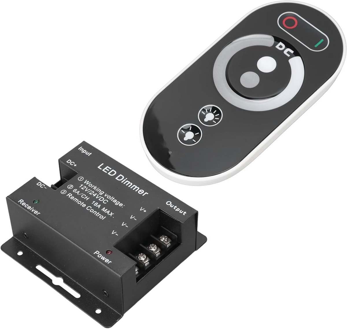 12V 24V Draadloze LED-dimmer met Afstandsbediening, RF Touch LED-lichtcontroller Dimcontroller voor LED-striplicht