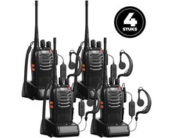 Infinity Goods Talkie-walkie Professionnel 4 Pièces - Talkie-walkie - Portée 5km - Lampe de Poche LED - PMR 446 Mhz - Noir