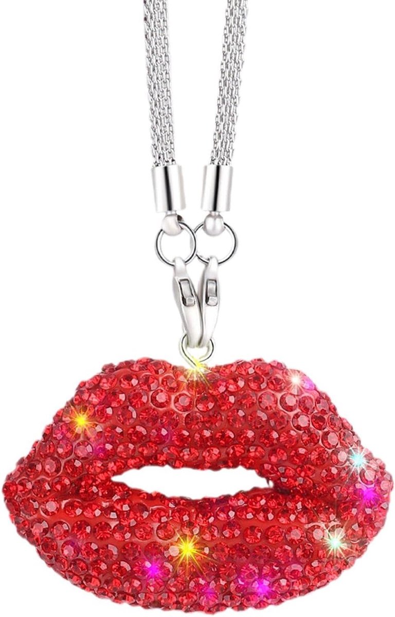 Auto Spiegel Ornament - Auto Decoratie Lippen - Auto Interieur Verfraaien - Sprankelende Strass Details