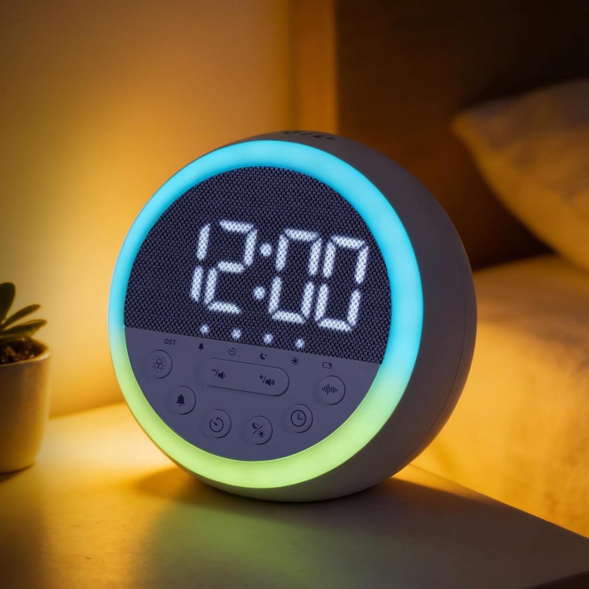 SnelShoppen - Digitale Wekker met Witte Ruis Machine, Dimbaar Nachtlampje, 11 Geluiden, USB Draagbaar, Timer, Snooze Functie voor Slaapkamer, Thuiskan