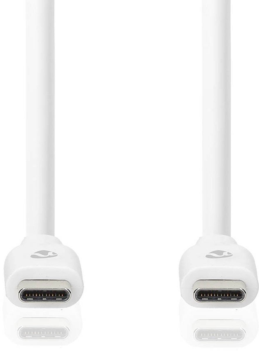 Nedis USB-Kabel - USB 3.2 Gen 2 - USB-C Male - USB-C Male - 100 W - 4K@60Hz - 10 Gbps - Vernikkeld - 2.00 m - Rond - PVC - Zwart - Doos