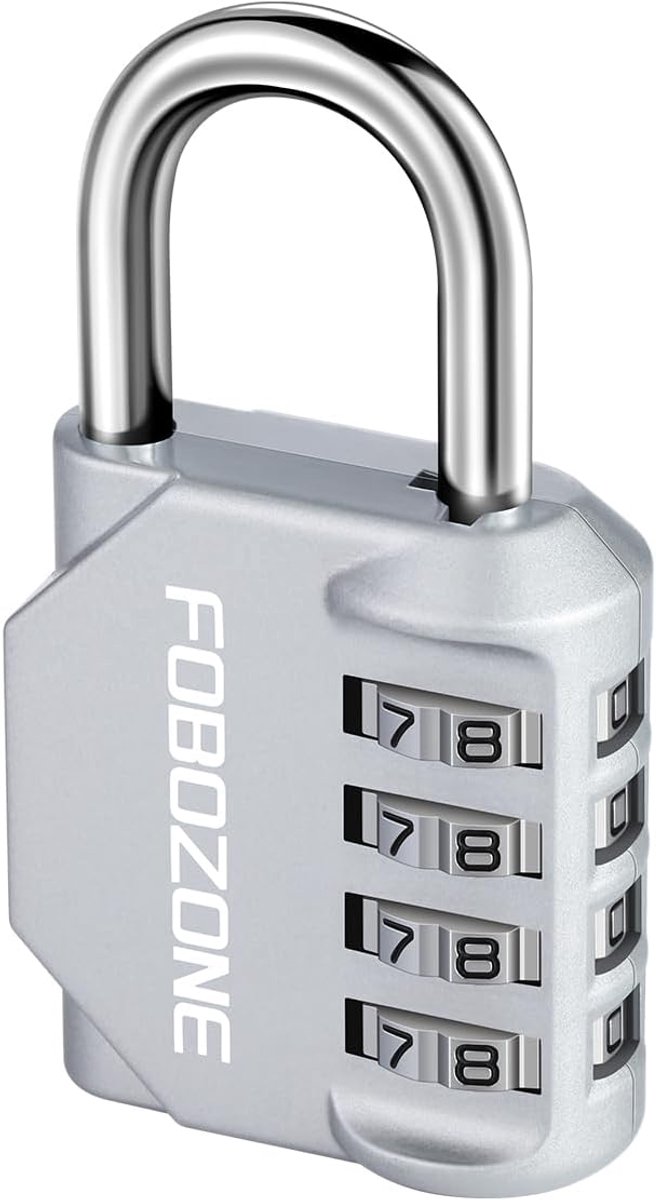 SnelShoppen - Combinatielock Hangslot, 4 Cijfer Waterdicht Hangslot met Instelbare Code, voor Sportzaal, Kast, Schuur, Rol, Poort (Zilver)