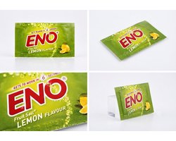 ENO Fruit Salt Citroen Smaak - Bruisend Antacida Poeder - Pak van 6 Sachetjes van elk 5g - Snelle Verlichting bij Brandend Maagzuur en Maagklachten Met Kajal Sticker