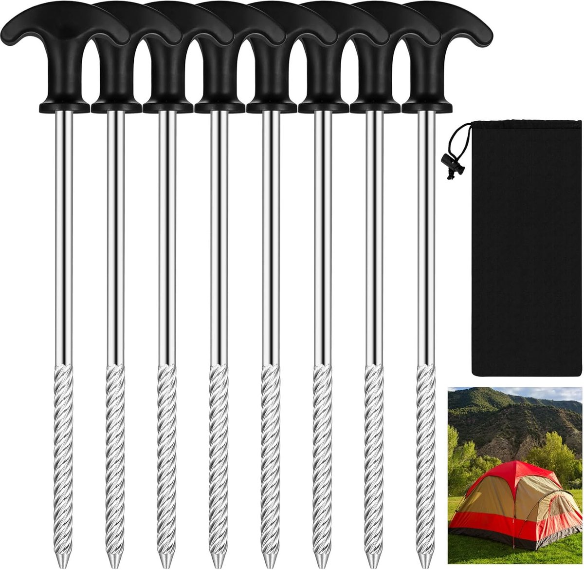 Tentpennen 8pcs - Heavy Duty Metaal - Carbon Staal - Geschikt voor Camping - ShopVlot