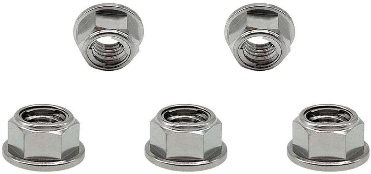SnelShoppen - RISON Titanium Moer M5 Flens Moer Volledig Metaal Slotmoer Pack van 5 - 6AL4V Titanium, Diverse Kleuren, Voor Fietsen, Auto's en Technis