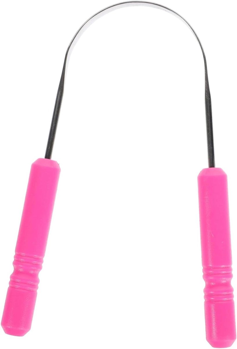 Tongschraper RVS - Tongreiniger Mondverzorging - Frisse Adem - Extra Brede Schraapkop - 11.5x7.5 cm - Roze