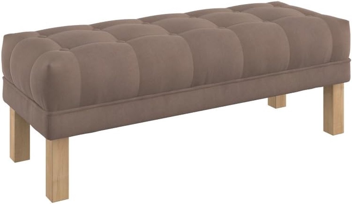 Zitbank Gestoffeerd - Voetenbankje Bank - Zitten en Rusten - Knooptufting Design - 120 cm breed - Bruin