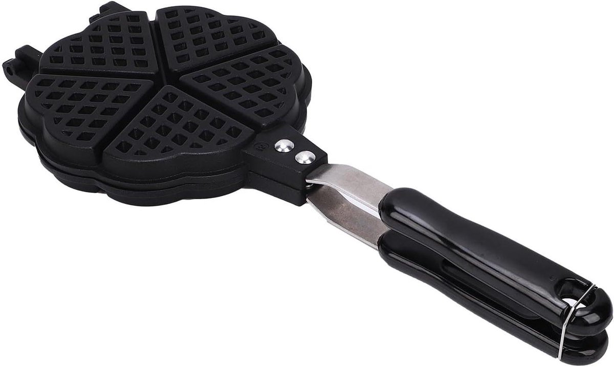 Hartvormige Wafelmaker - Wafelijzer Pan - Ontbijt Maken - 5 Mini Wafels - 16x36cm - Zwart