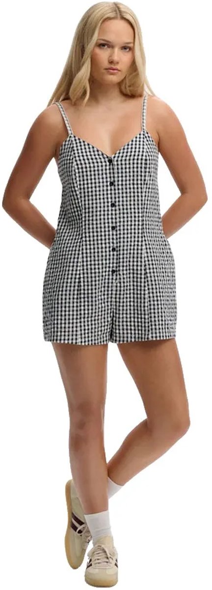 Superdry Gingham Cami Playsuit Mouwloze Romper M Vrouw Marineblauw