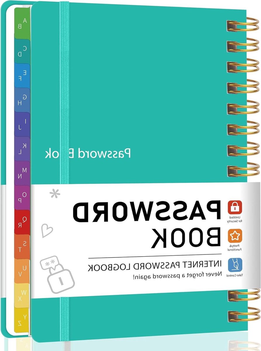 Wachtwoord Boek - Notitieboek Wachtwoorden - Organiseren Informatie - Alfabetische Tabs - A5 Formaat - Groen