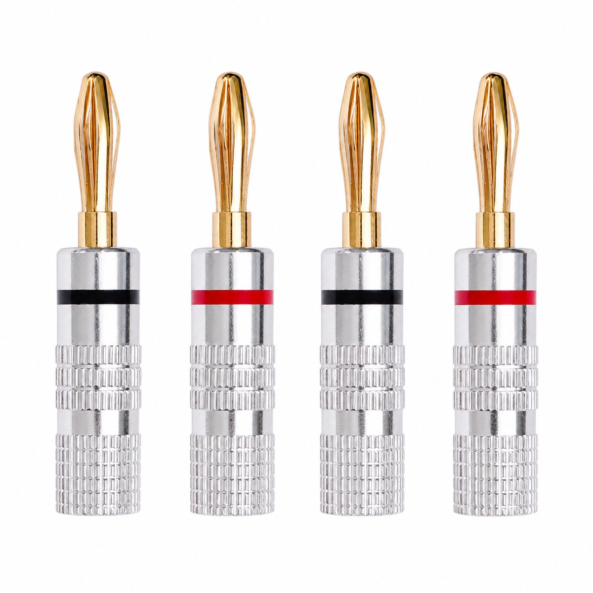 Banaanstekker 4 Stuks -Gold plated Luidspreker Stekker - Voor Versterker & Speakers - Luidsprekerstekker