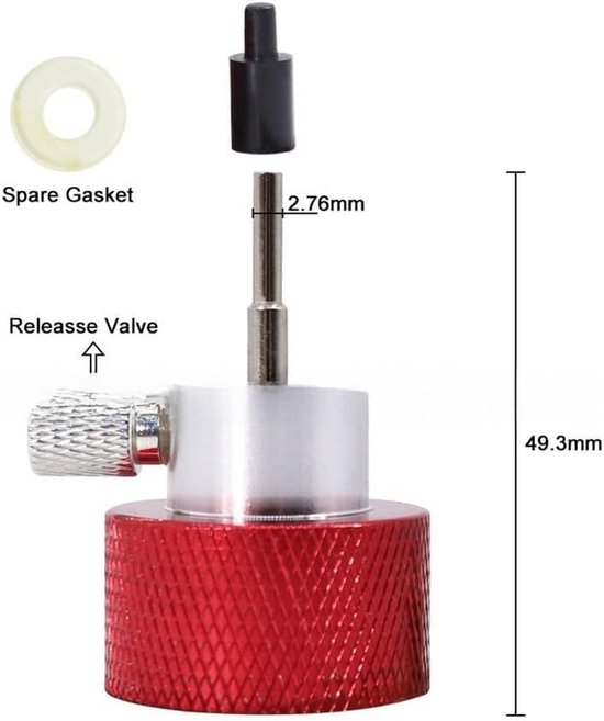 Inbouw Inflatie Adapter - Gas Fitting Connector - Opblaasbare Systemen - Geïntegreerde Ontkoppelingsklep - 493 mm Hoogte - Zwart — afbeelding 3